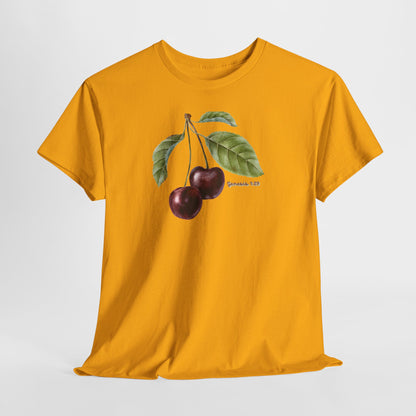Cherry Botanical Tee — Vintage Fruit Illustration T-Shirt