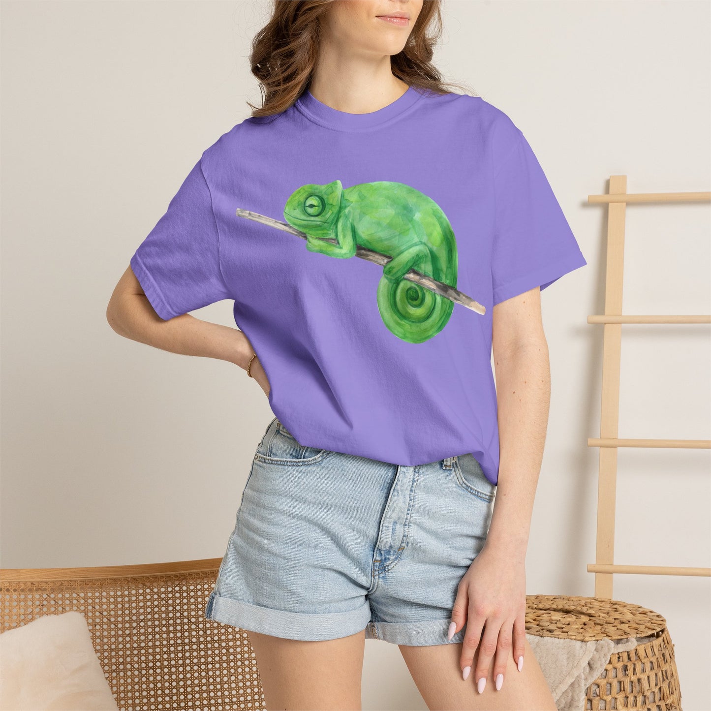 Chameleon Branch T-Shirt — Cute Green Chameleon Graphic Tee