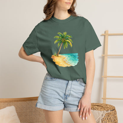 Tropical Palm Beach T-Shirt — Watercolor Island Graphic Tee