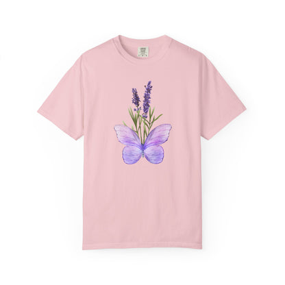 Lavender Butterfly T-Shirt — Watercolor Floral Tee