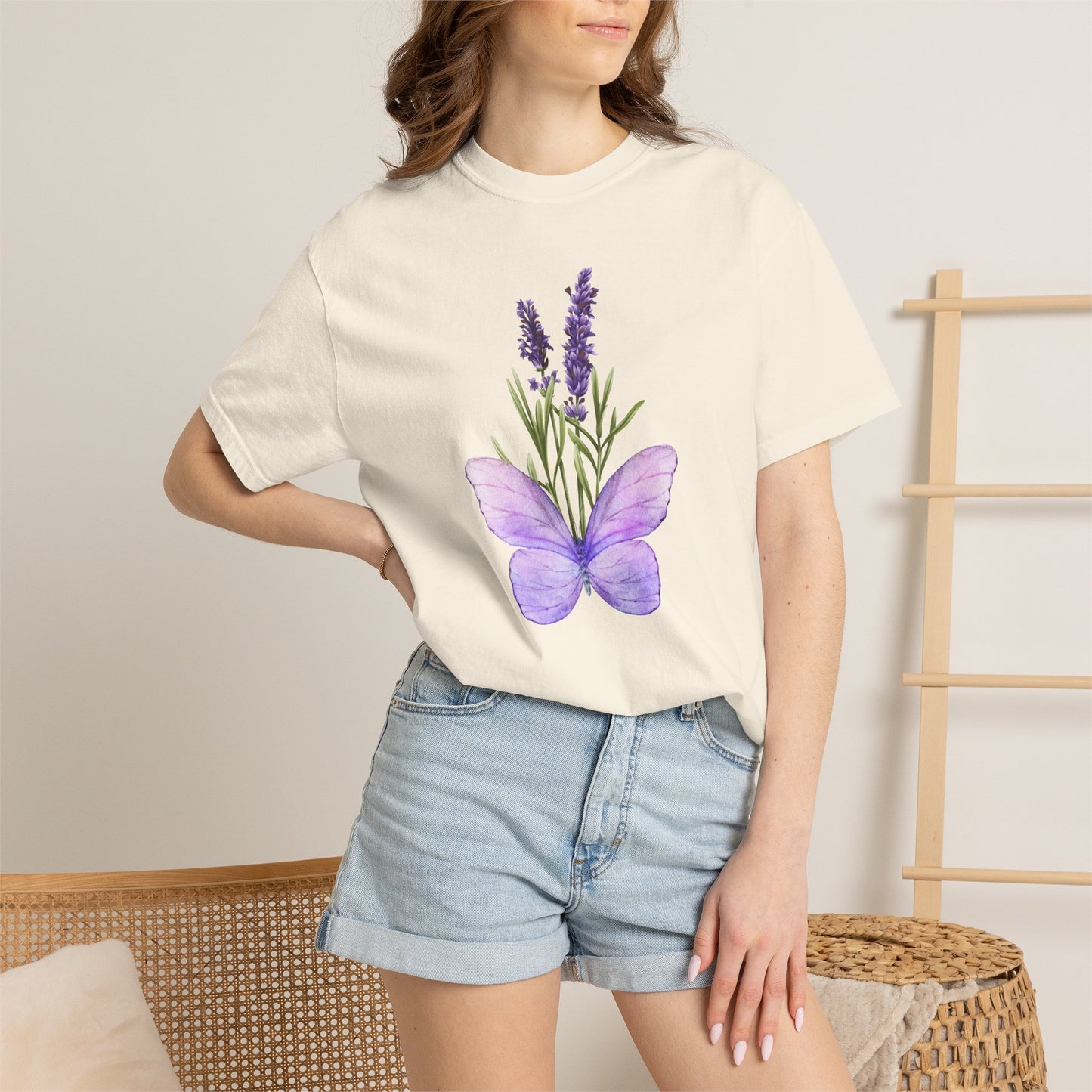 Lavender Butterfly T-Shirt — Watercolor Floral Tee
