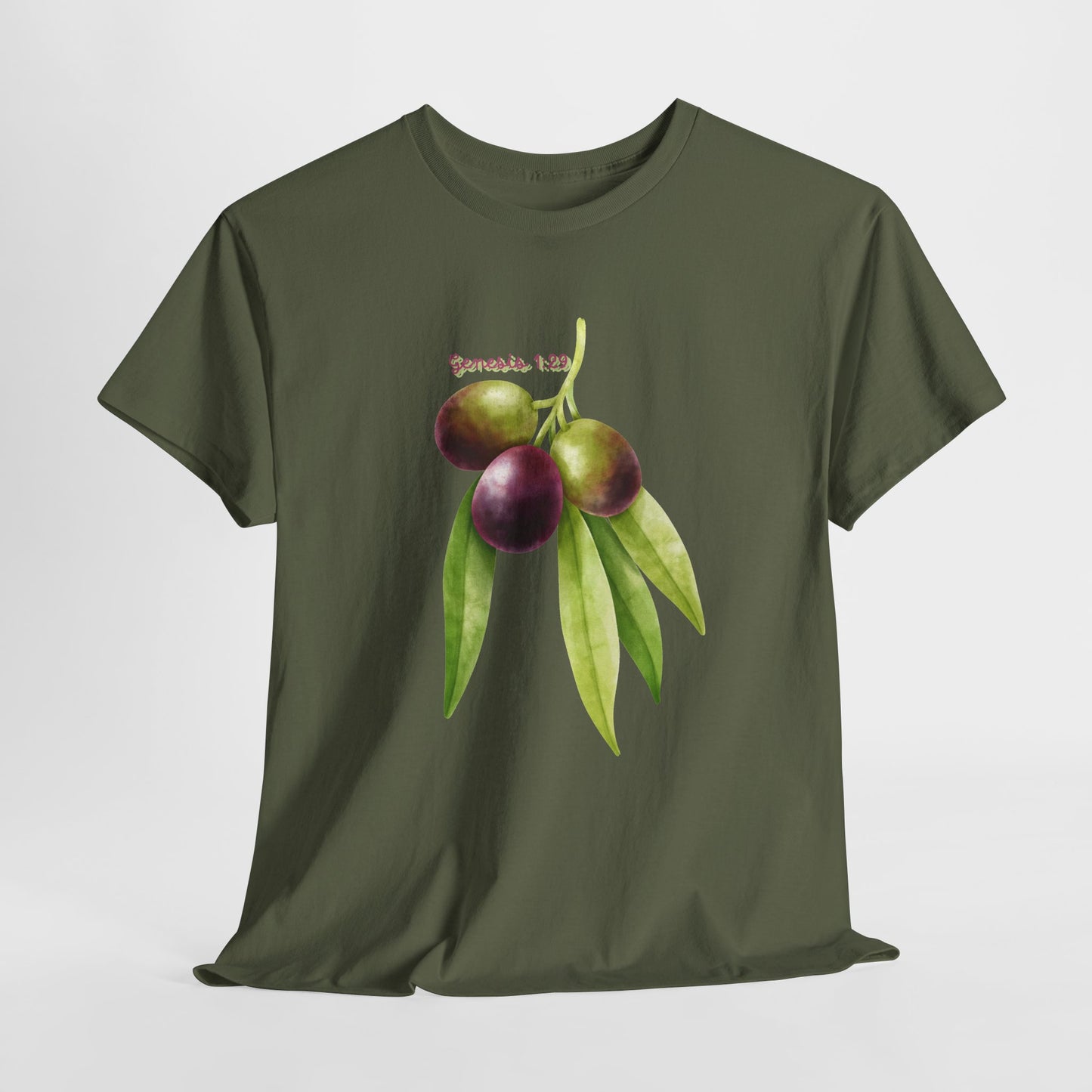 Olive Branch Watercolor T-Shirt — Genesis 1:29 Faith Tee