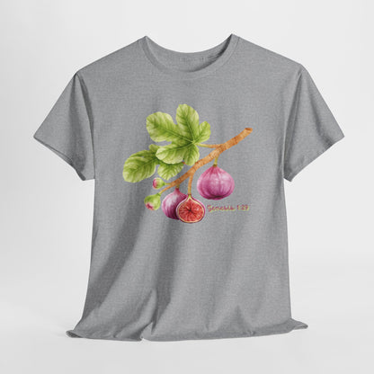 Fig Branch T‑Shirt — Botanical Fig Illustration Tee with Scripture (Genesis 1:29)