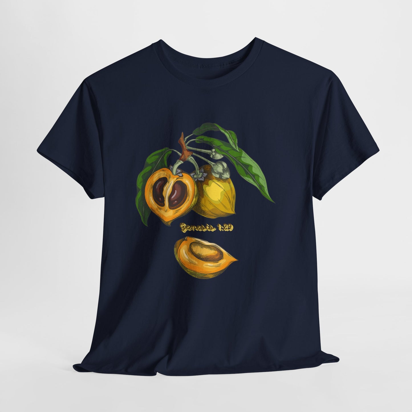 Apricot Illustration T-Shirt — Botanical Fruit Graphic Tee Genesis 1:29