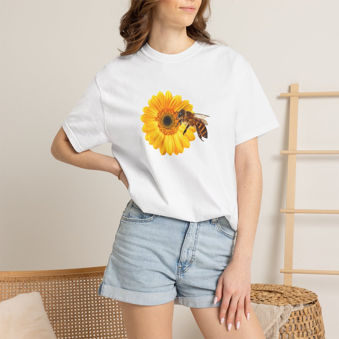 Sunflower & Bee T-Shirt — Floral Nature Graphic Tee