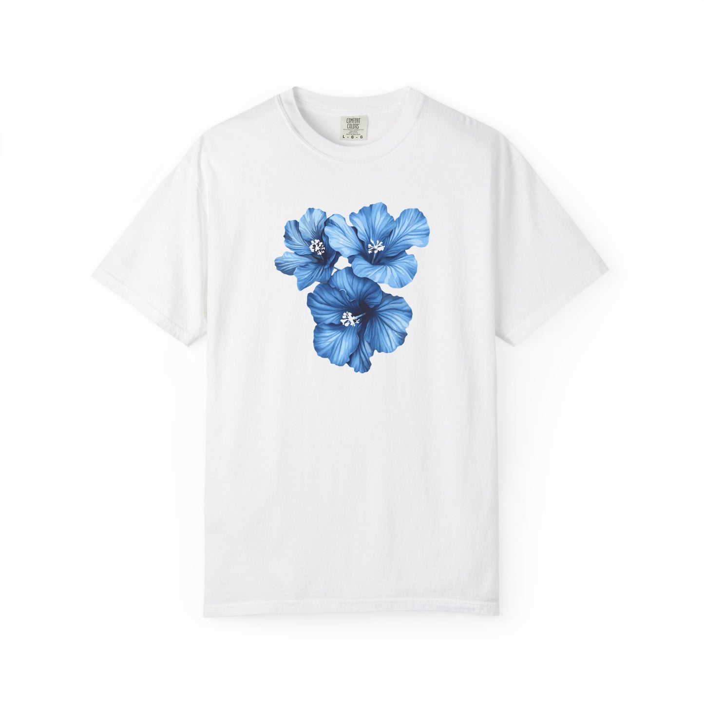 Blue Hibiscus Floral T-Shirt — Watercolor Flower Graphic Tee