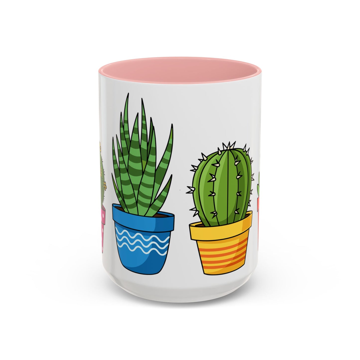 Cactus & Succulent Accent Coffee Mug — Cute Potted Plants 11/15oz