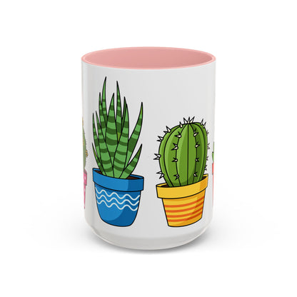 Cactus & Succulent Accent Coffee Mug — Cute Potted Plants 11/15oz