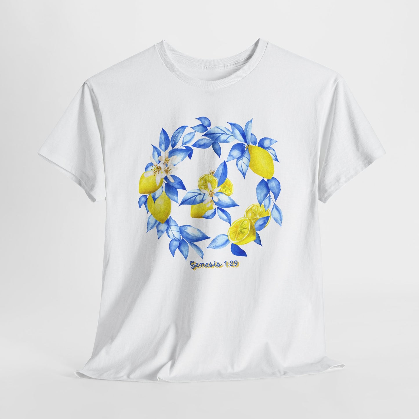 Lemon Wreath Graphic Tee — Genesis 1:29 Floral Scripture T-Shirt