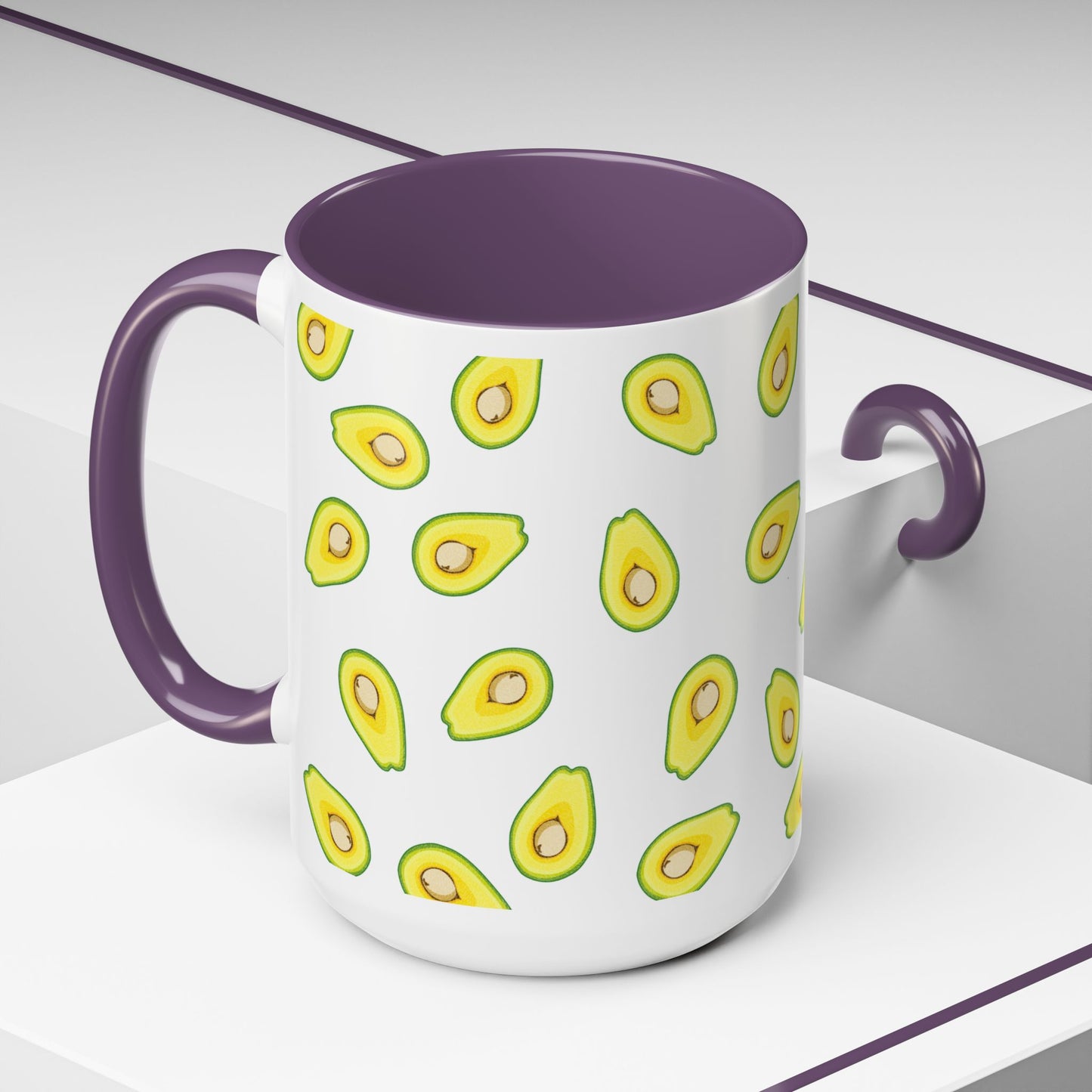 Avocado Pattern Coffee Mug — Cute Avocado Print Accent Mug (11/15oz)
