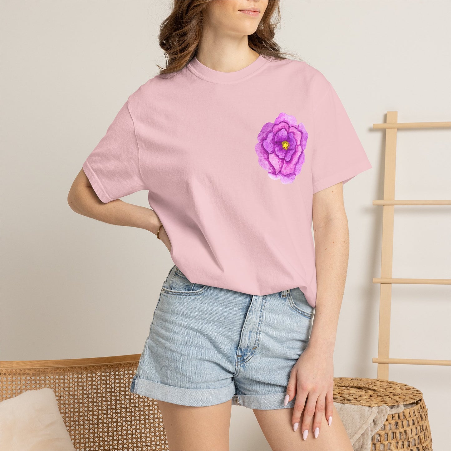 Floral Watercolor Chest Rose T-Shirt