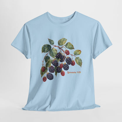 T-Shirt — Vintage Blackberry Branch Illustration Tee (Genesis 1:29)