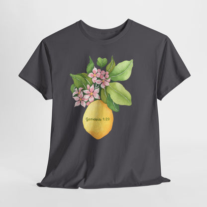 Lemon Blossom T-Shirt — Genesis 1:29 Floral Faith Tee