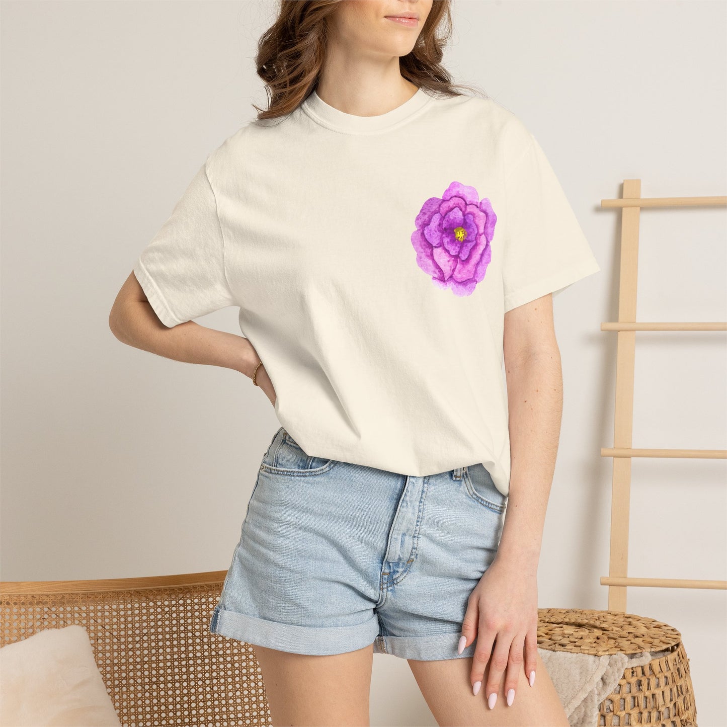 Floral Watercolor Chest Rose T-Shirt