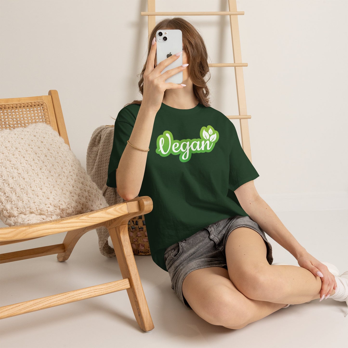 Vegan Script Tee — Green Leaf Eco-Friendly T-Shirt