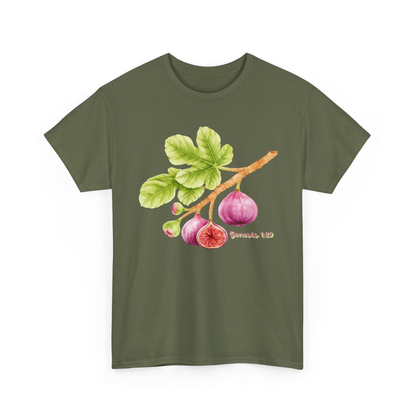 Fig Branch T‑Shirt — Botanical Fig Illustration Tee with Scripture (Genesis 1:29)