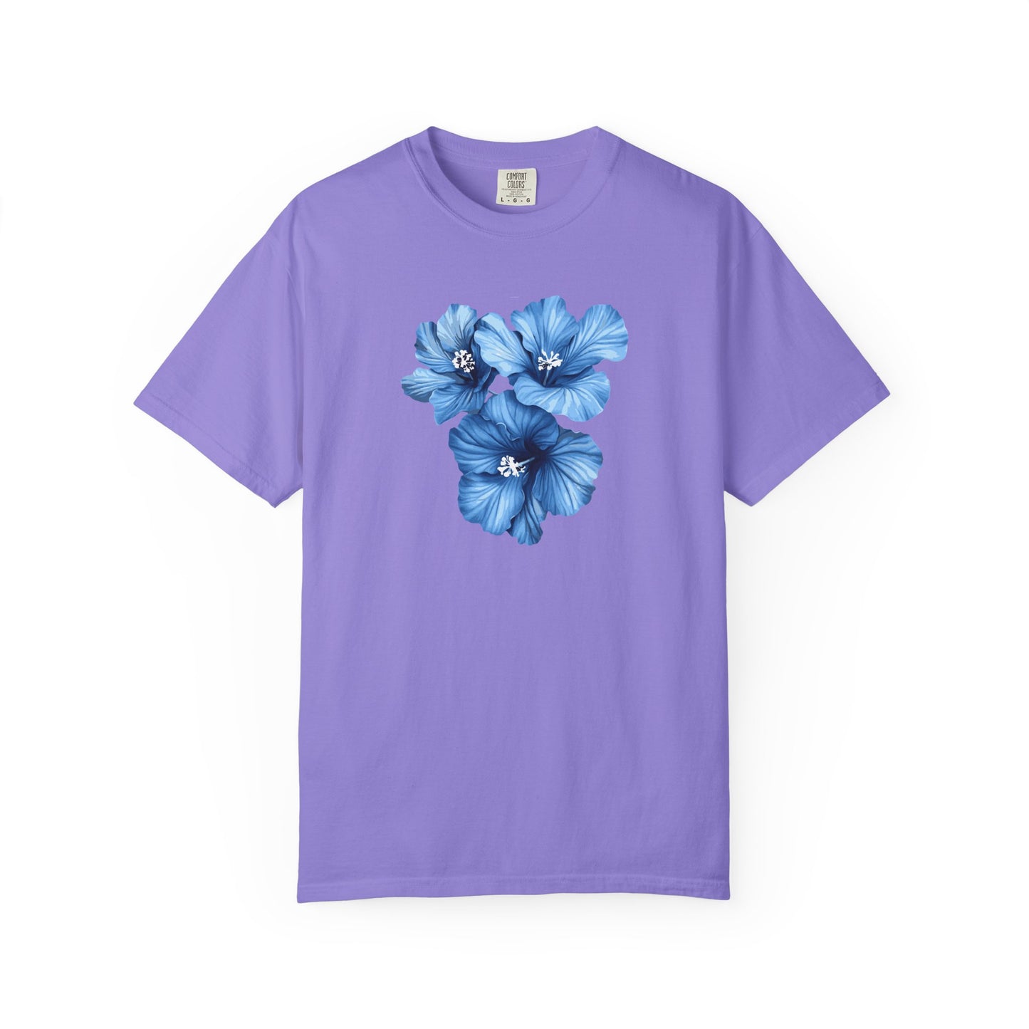 Blue Hibiscus Floral T-Shirt — Watercolor Flower Graphic Tee