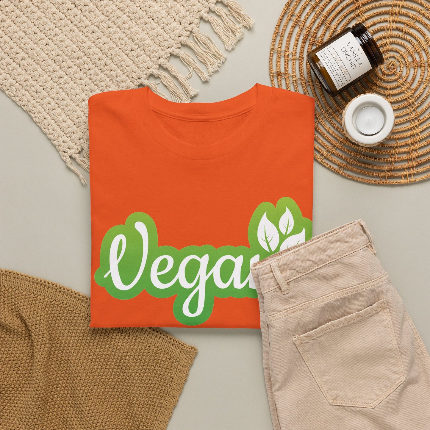 Vegan Script Tee — Green Leaf Eco-Friendly T-Shirt