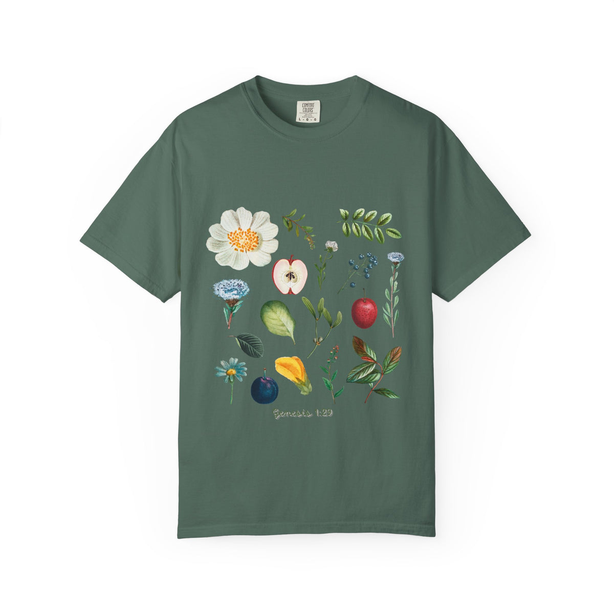Floral Fruits Botanical Tee — Jeremiah 1:9 Scripture Garden T-Shirt
