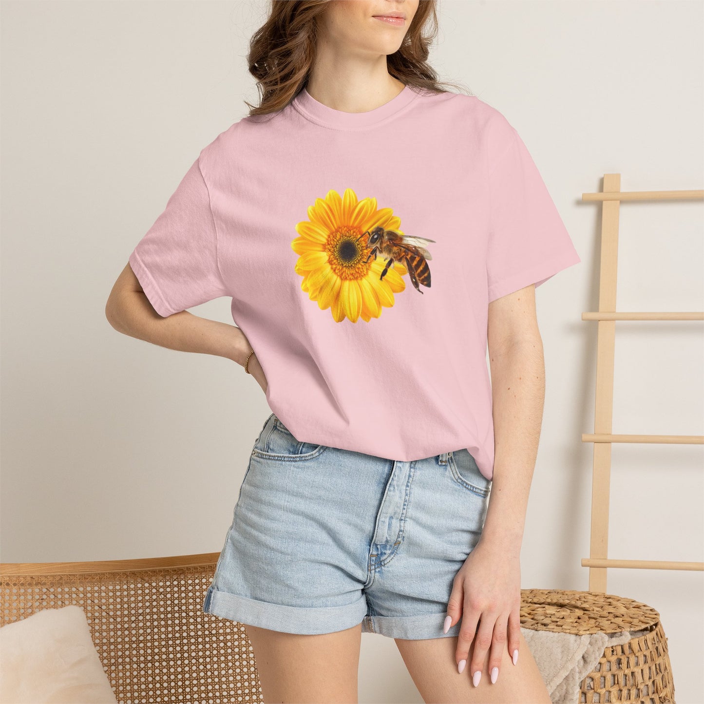 Sunflower & Bee T-Shirt — Floral Nature Graphic Tee