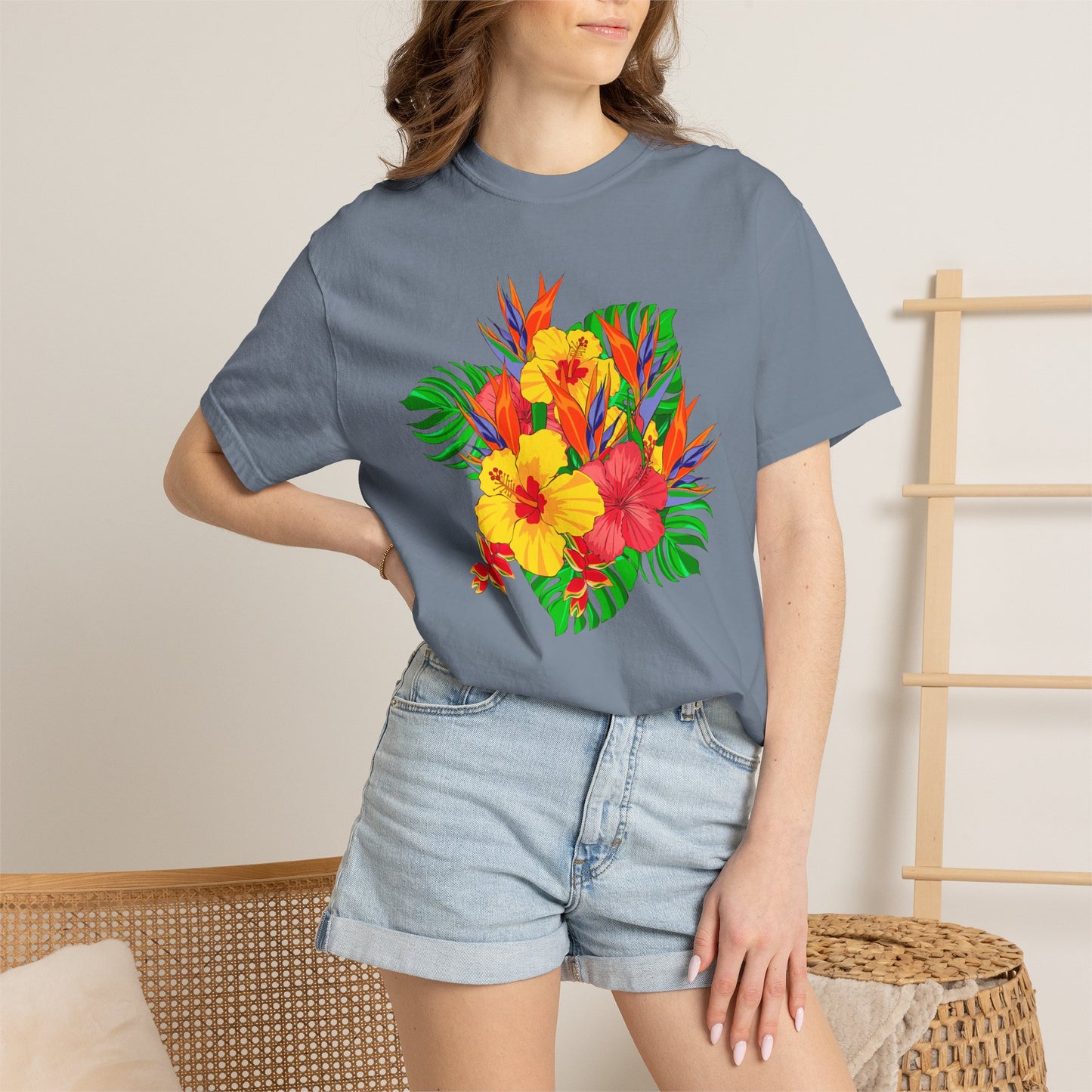 Tropical Hibiscus Floral T-Shirt