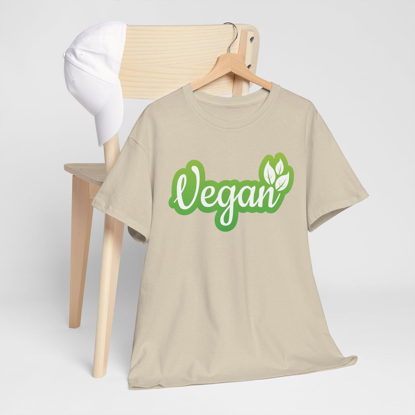 Vegan Script Tee — Green Leaf Eco-Friendly T-Shirt