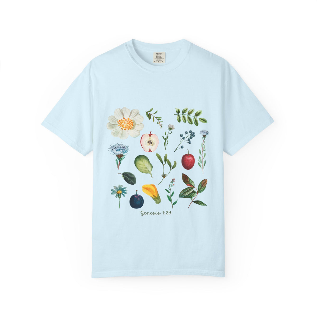 Floral Fruits Botanical Tee — Jeremiah 1:9 Scripture Garden T-Shirt