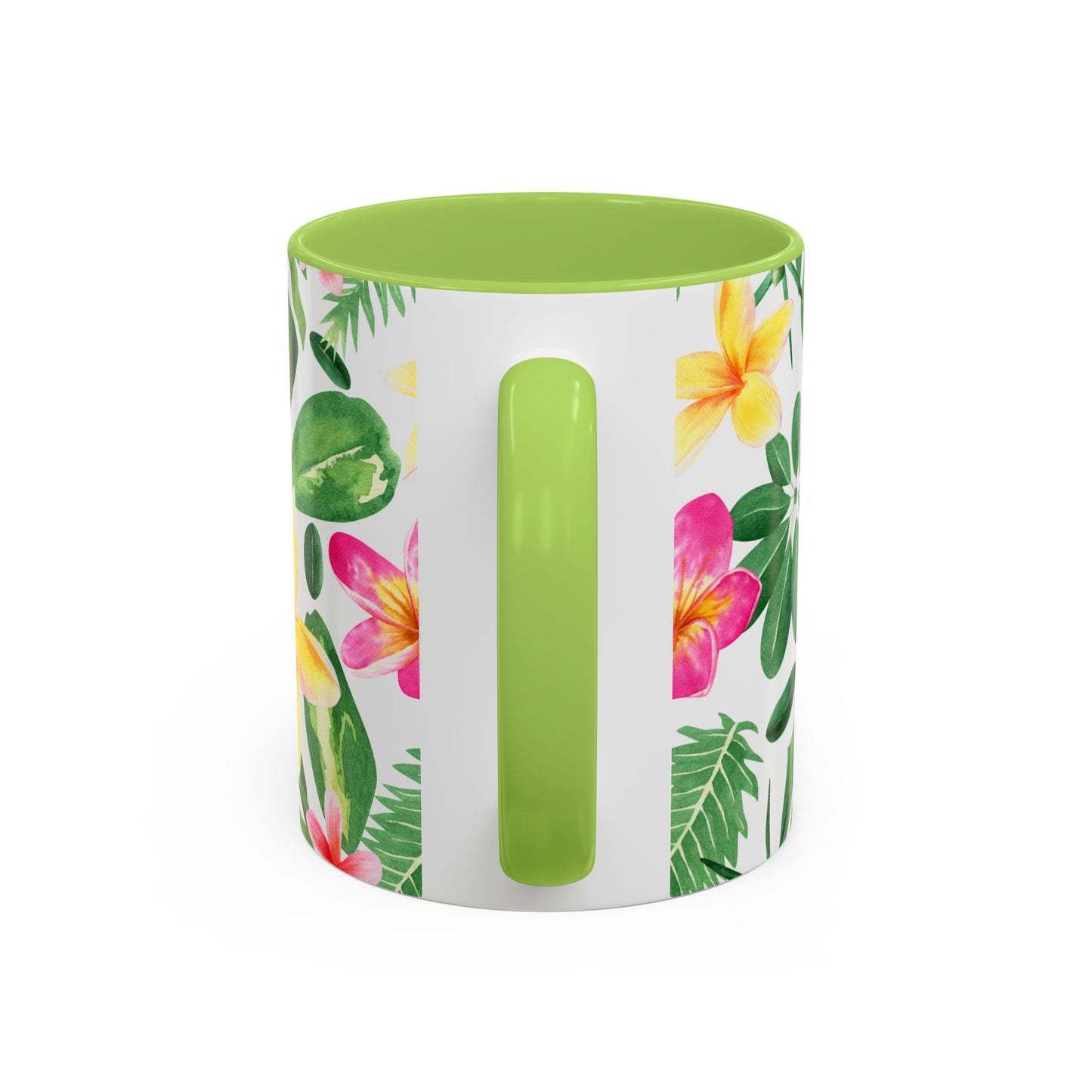 Tropical Floral Coffee Mug — Plumeria & Palm Accent Mug (11/15oz)