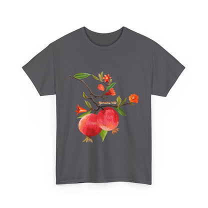 Pomegranate Bloom T-Shirt — Botanical Fruit Watercolor Tee