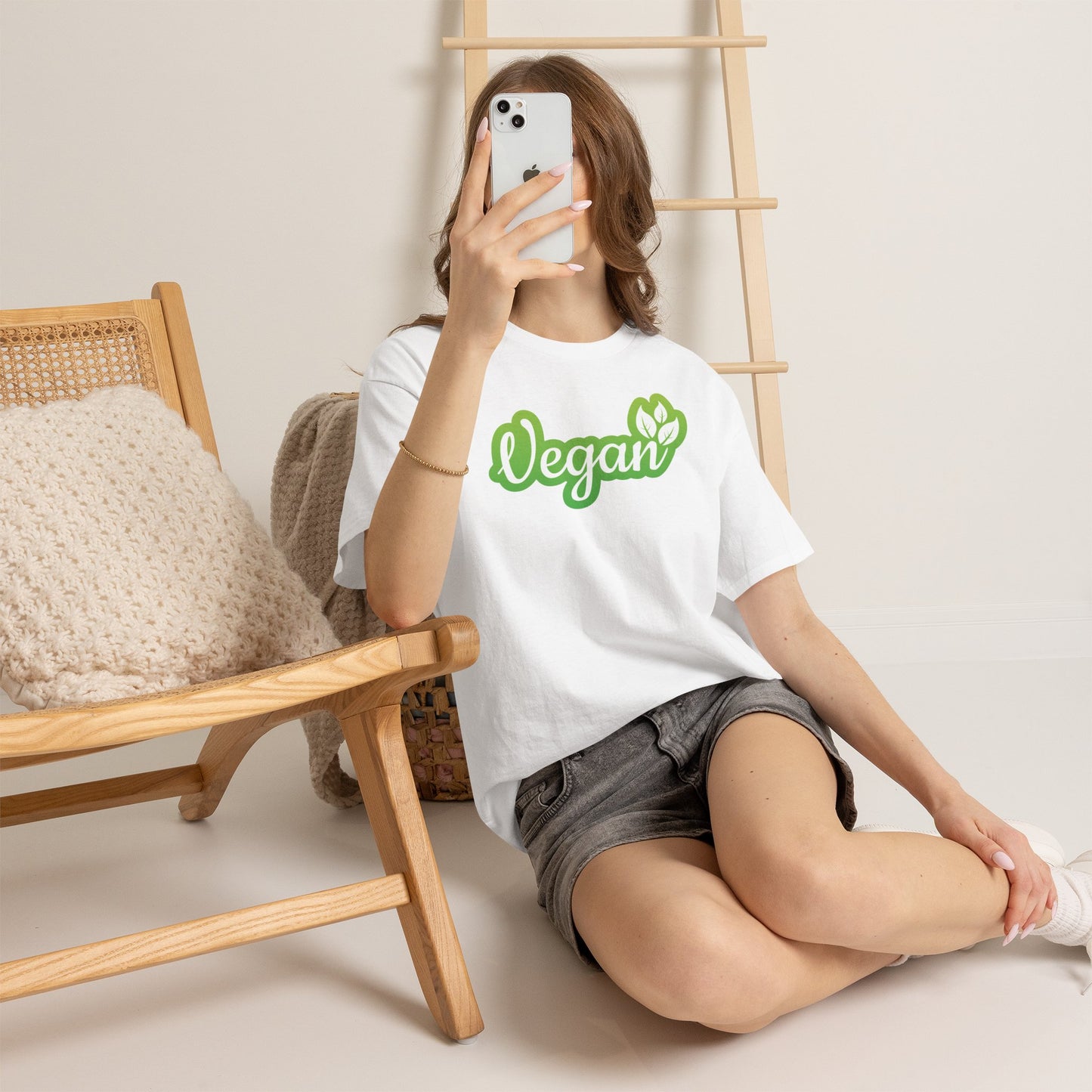 Vegan Script Tee — Green Leaf Eco-Friendly T-Shirt