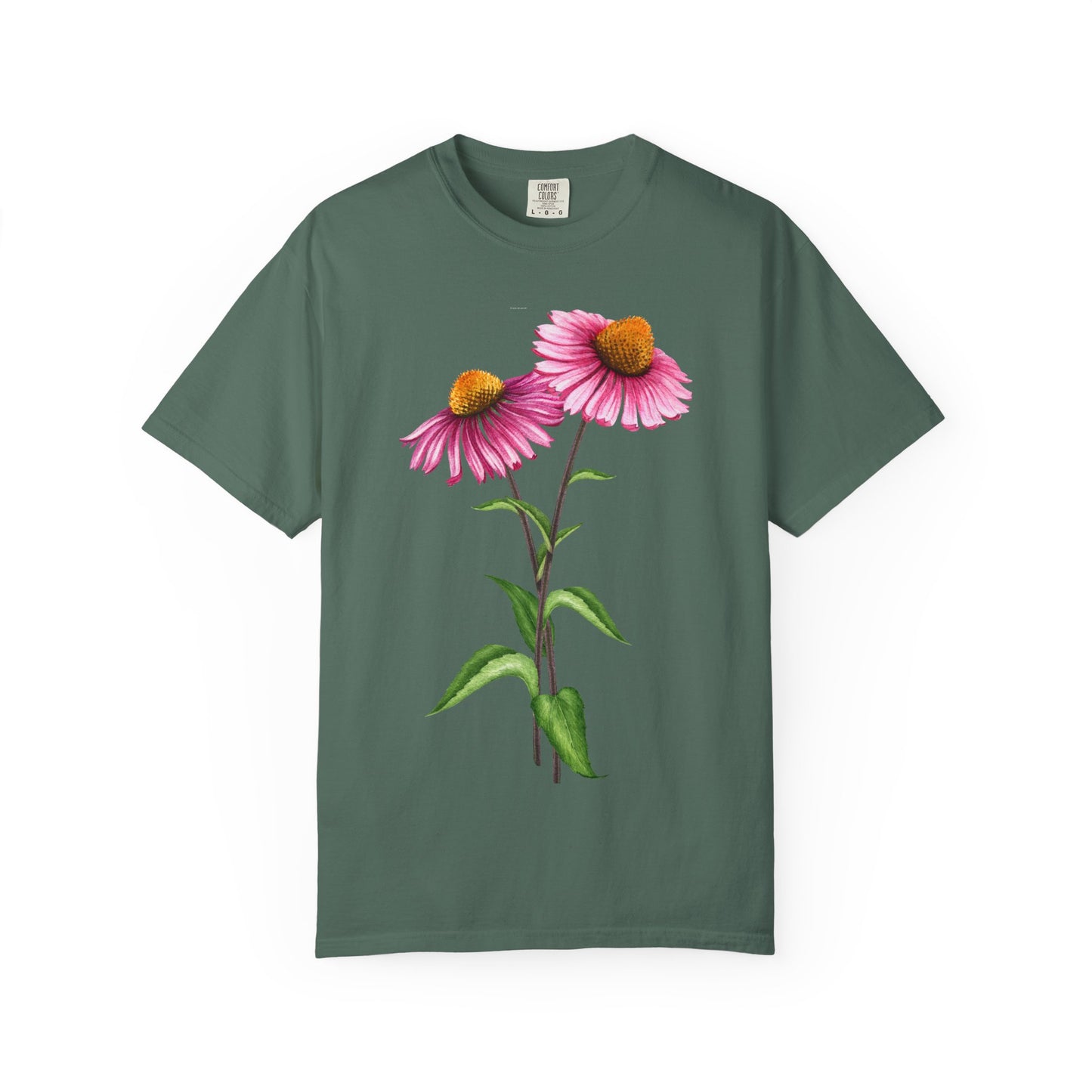 Floral Coneflower T-Shirt — Pink Echinacea Botanical Tee