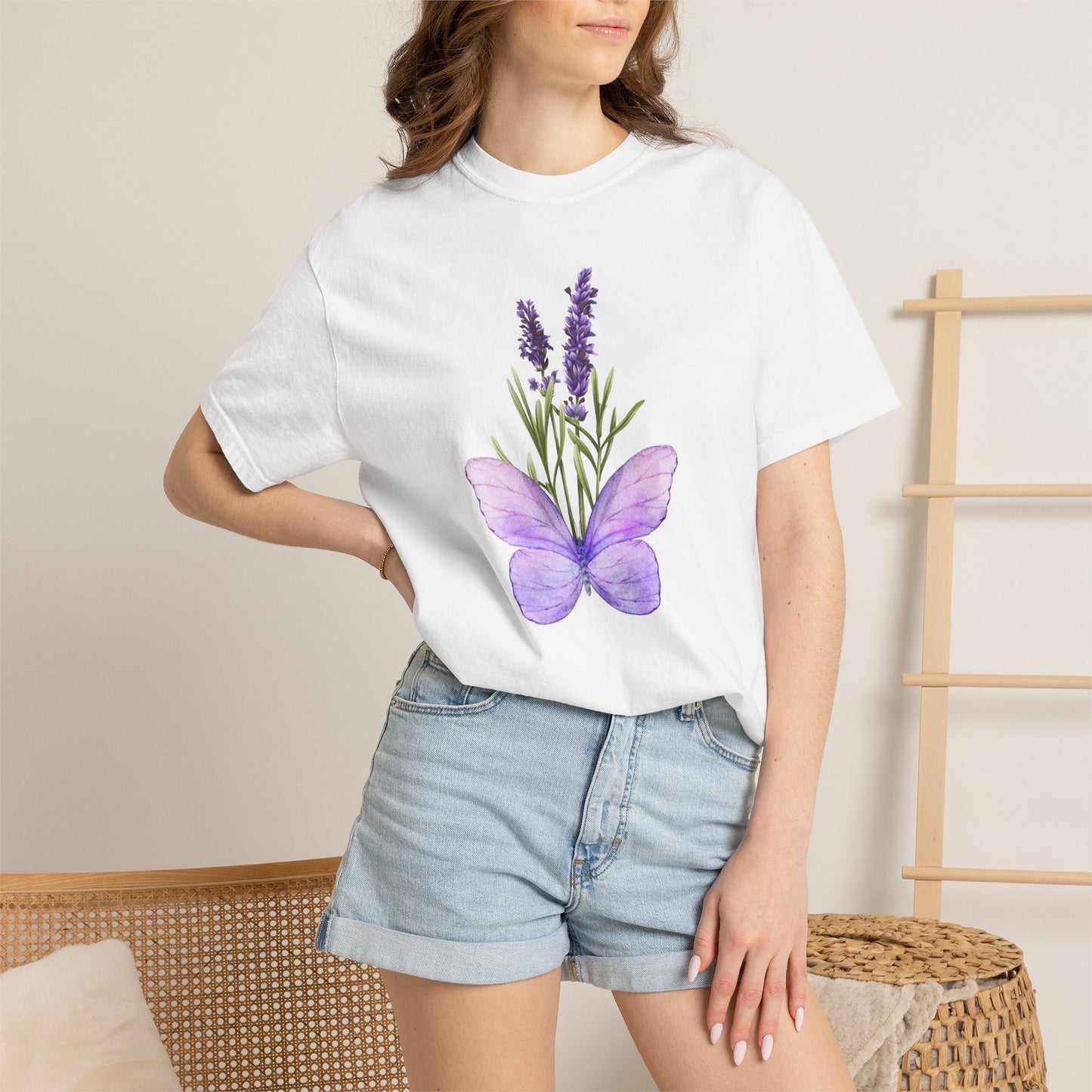 Lavender Butterfly T-Shirt — Watercolor Floral Tee