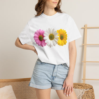 Daisy Trio T-Shirt — Pink White Yellow Floral Tee