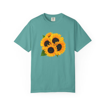 Sunflower Trio T-Shirt — Bright Floral Graphic Tee