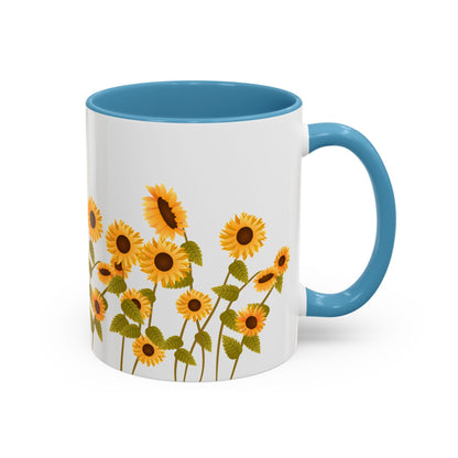 Sunflower Field Accent Tea Mug – Bright Floral 11/15oz Ceramic