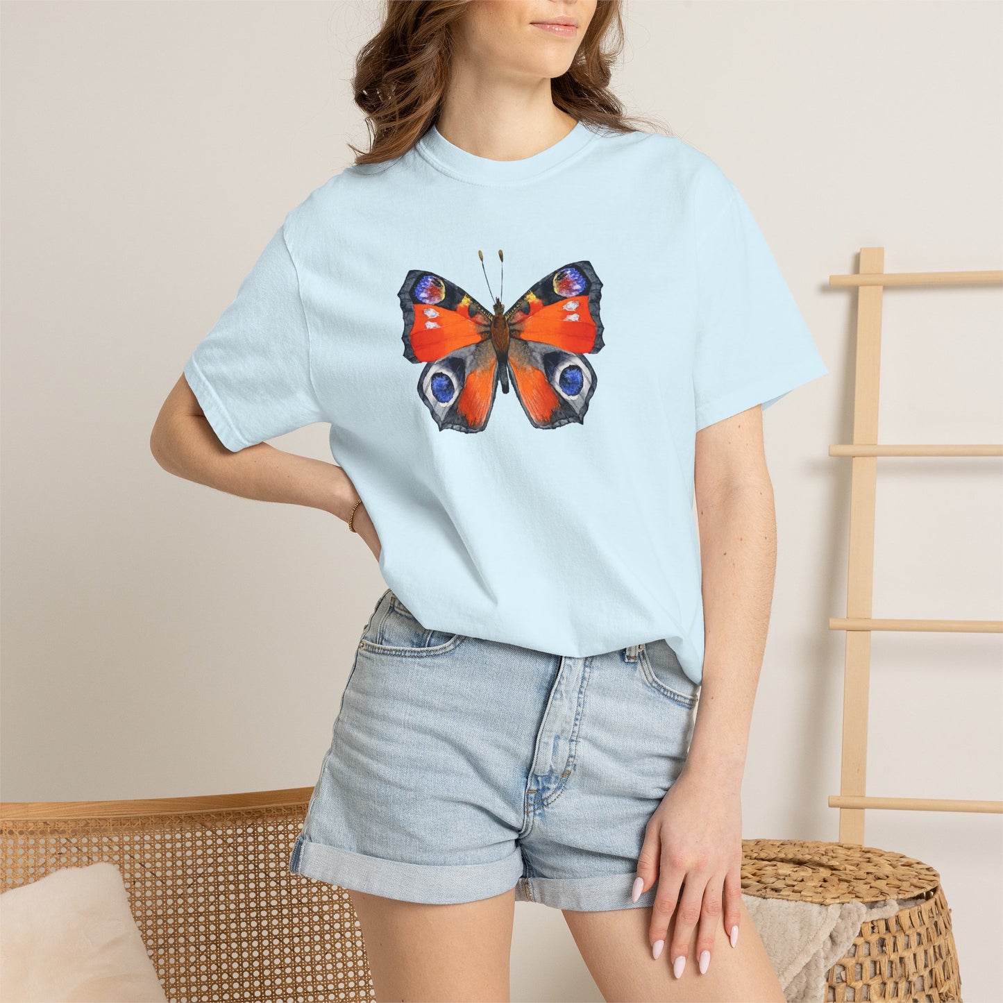 Butterfly Graphic T-Shirt — Peacock Eye Floral Tee