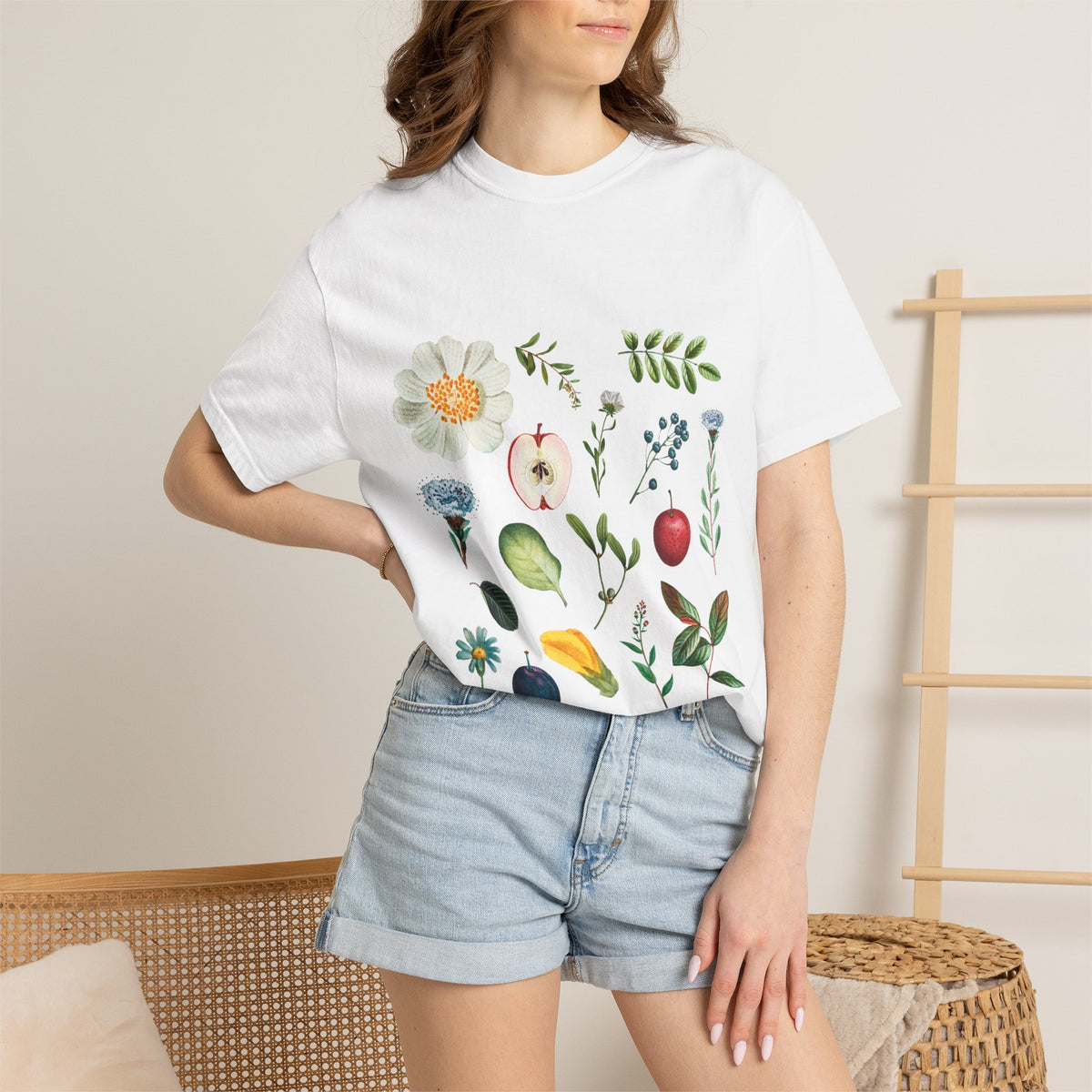 Floral Fruits Botanical Tee — Jeremiah 1:9 Scripture Garden T-Shirt