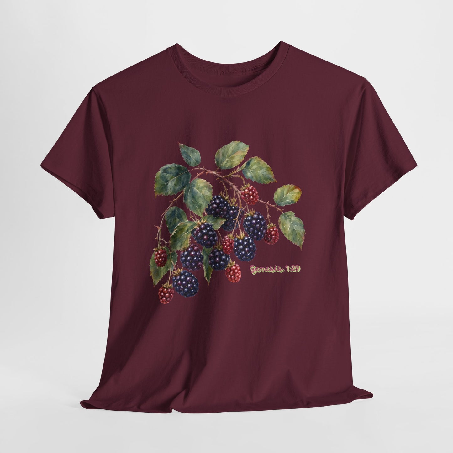 T-Shirt — Vintage Blackberry Branch Illustration Tee (Genesis 1:29)