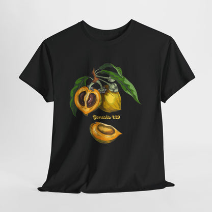 Apricot Illustration T-Shirt — Botanical Fruit Graphic Tee Genesis 1:29