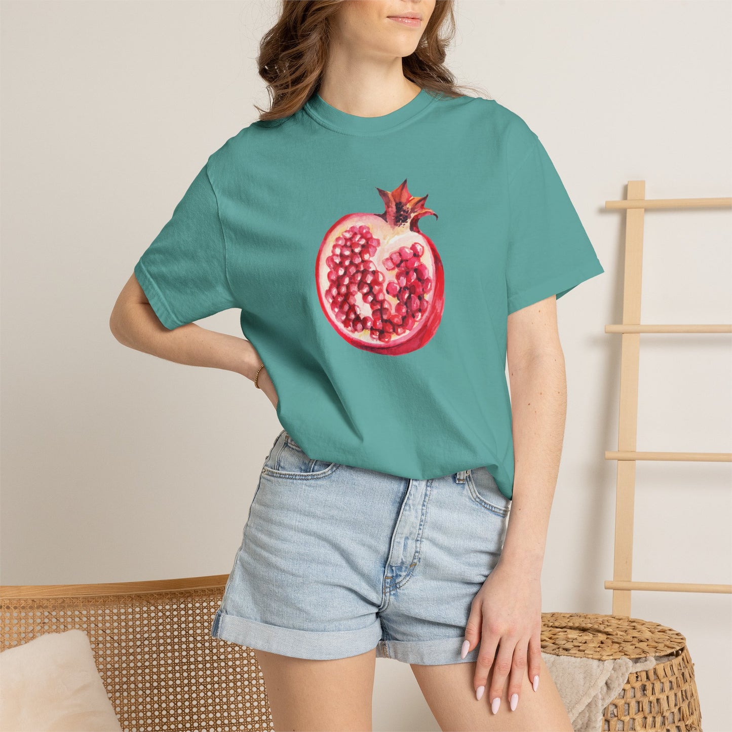 Pomegranate Watercolor T-Shirt — Fruit Illustration Tee for Foodies & Nature Lovers