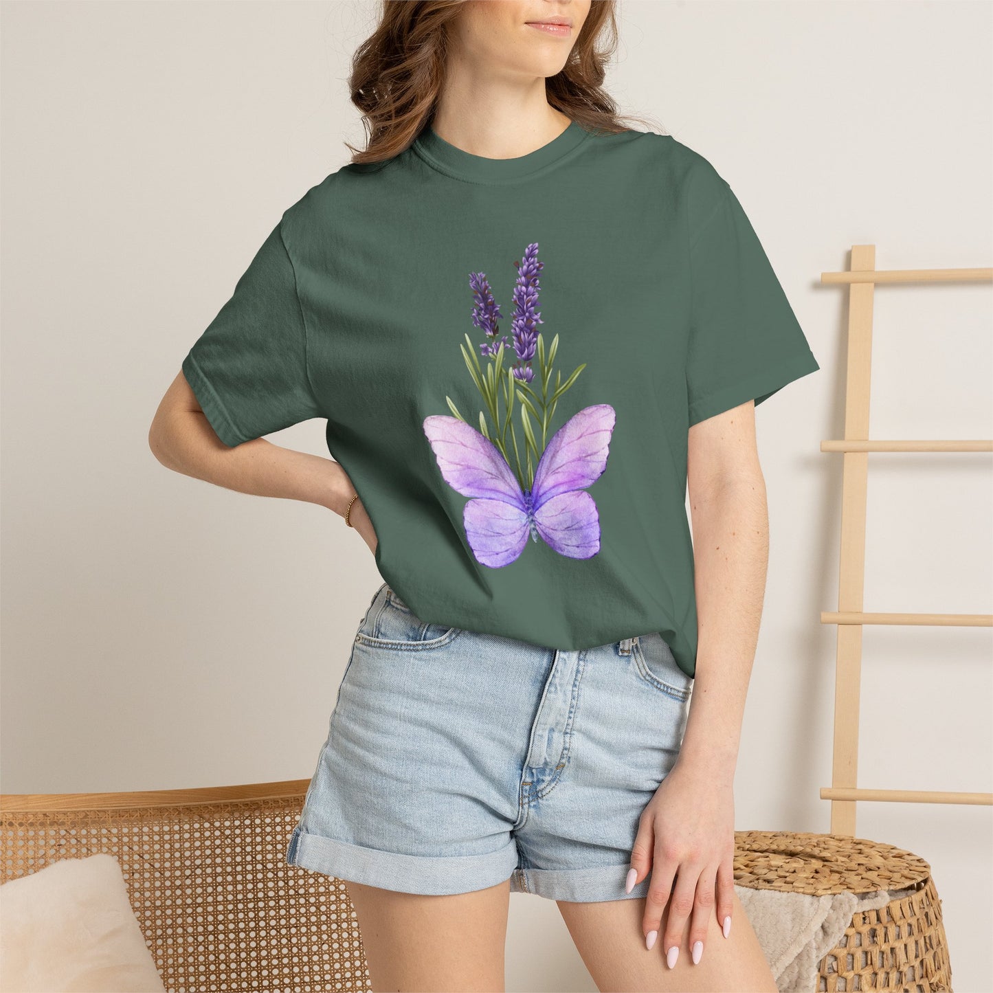 Lavender Butterfly T-Shirt — Watercolor Floral Tee