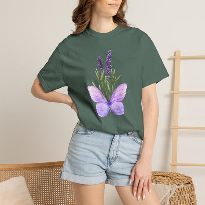 Lavender Butterfly T-Shirt — Watercolor Floral Tee