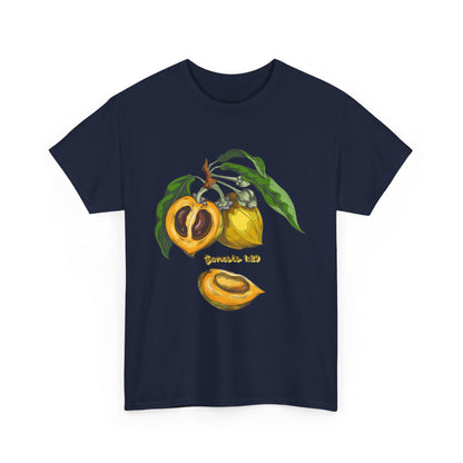 Apricot Illustration T-Shirt — Botanical Fruit Graphic Tee Genesis 1:29