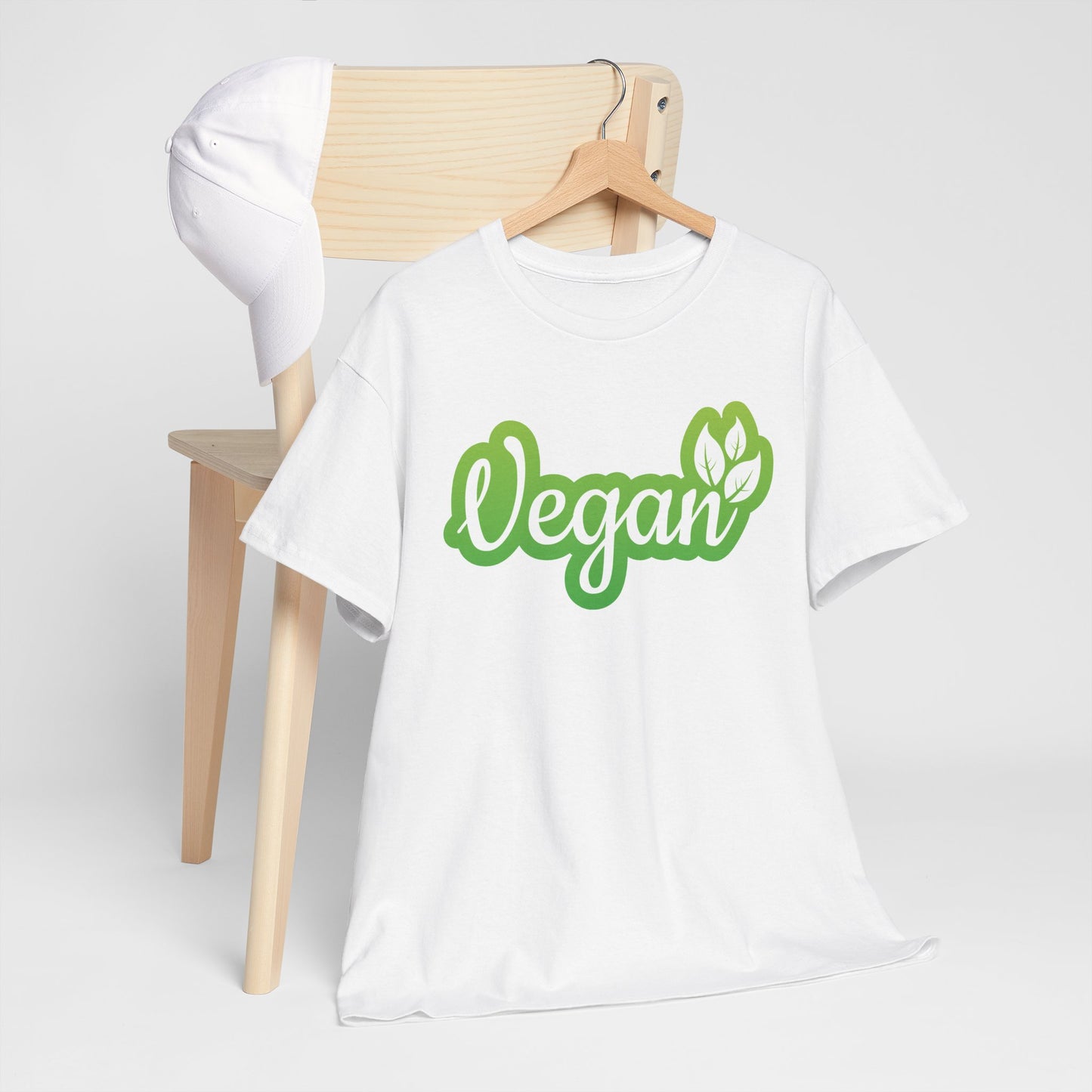 Vegan Script Tee — Green Leaf Eco-Friendly T-Shirt