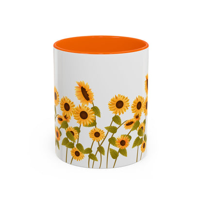 Sunflower Field Accent Tea Mug – Bright Floral 11/15oz Ceramic