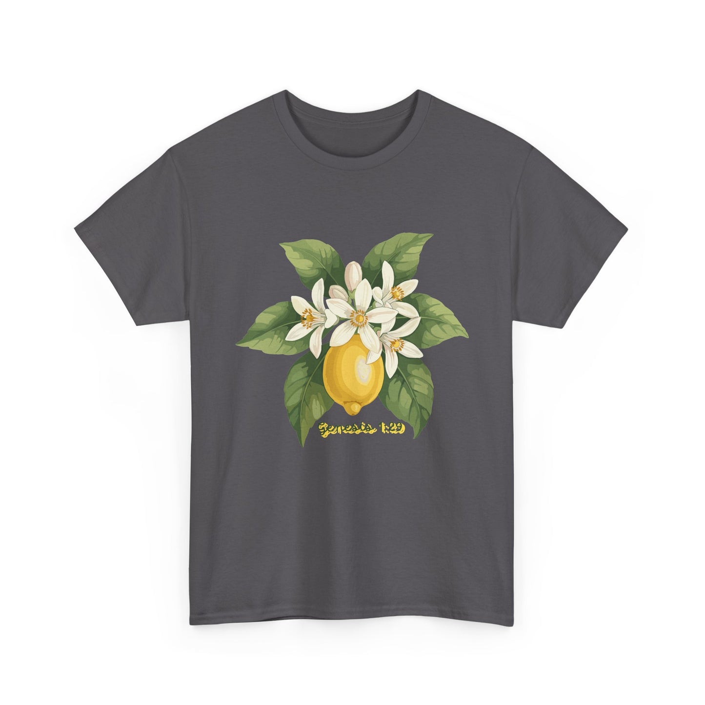 T-Shirt — Lemon Blossom Graphic Tee with 'Genesis 1:29' Scripture
