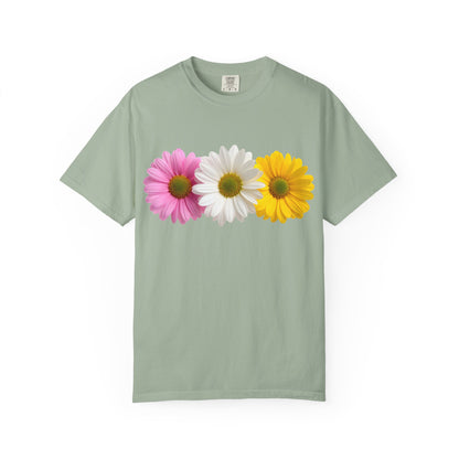 Daisy Trio T-Shirt — Pink White Yellow Floral Tee
