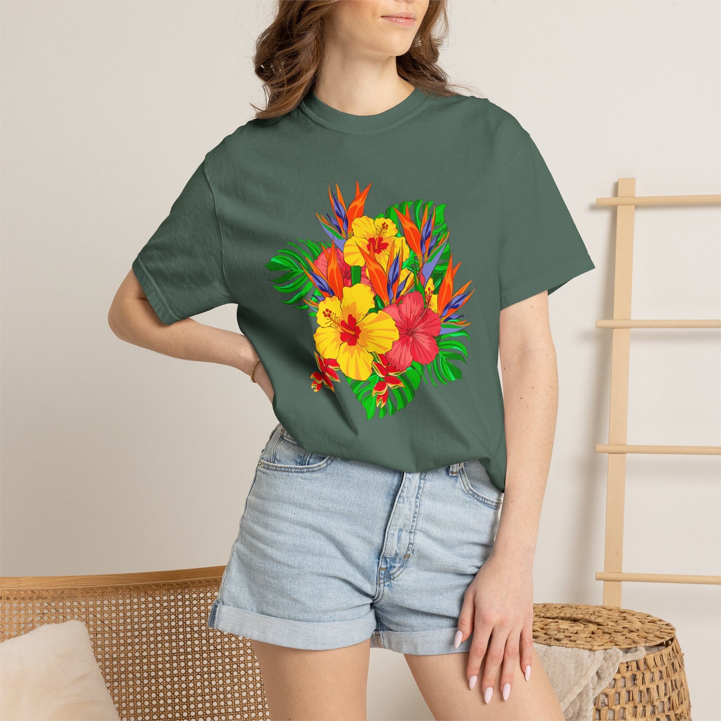 Tropical Hibiscus Floral T-Shirt
