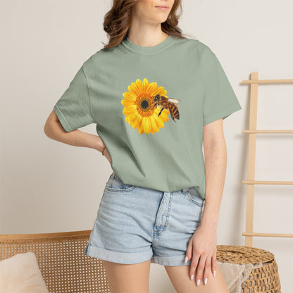 Sunflower & Bee T-Shirt — Floral Nature Graphic Tee