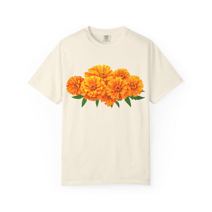 Marigold Blooms T-Shirt — Vibrant Floral Graphic Tee